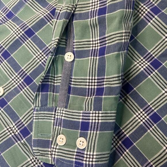 Bonobos Mens Shirt Sage Leaf Green Blue Atka Plaid Extra Large Slim Fit - Picture 7 of 7